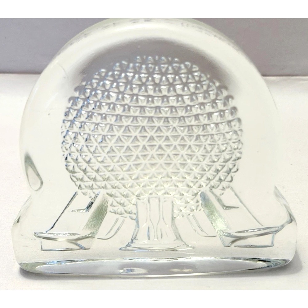 Disney Epcot Center Spaceship Moon Earth Art Glass Paperweight Retro 1980's Gift